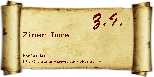 Ziner Imre névjegykártya